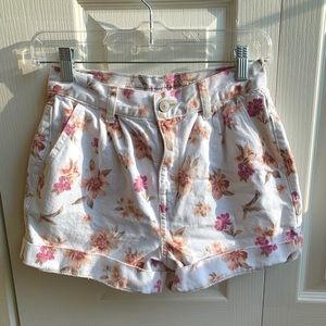 American Eagle Floral Denim Mom Shorts